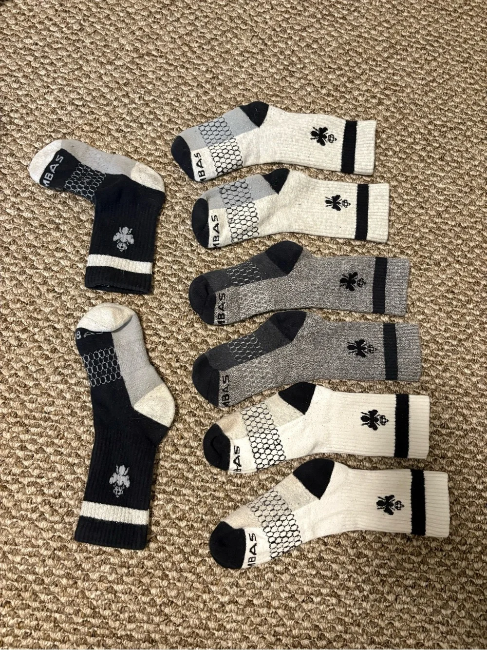 Performance Crew Socks - Black, Gray & White - Bombas - child size